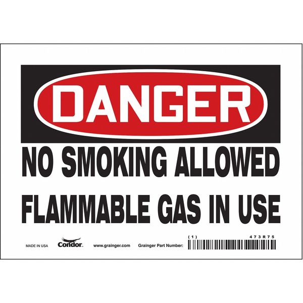 Safety Sign, 5 in H, 7 in W, Vinyl, Horizontal Rectangle, English, 473R75