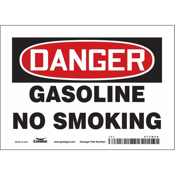 No Smoking Sign, 5 in H, 7 in W, Vinyl, Horizontal Rectangle, English, 473R26