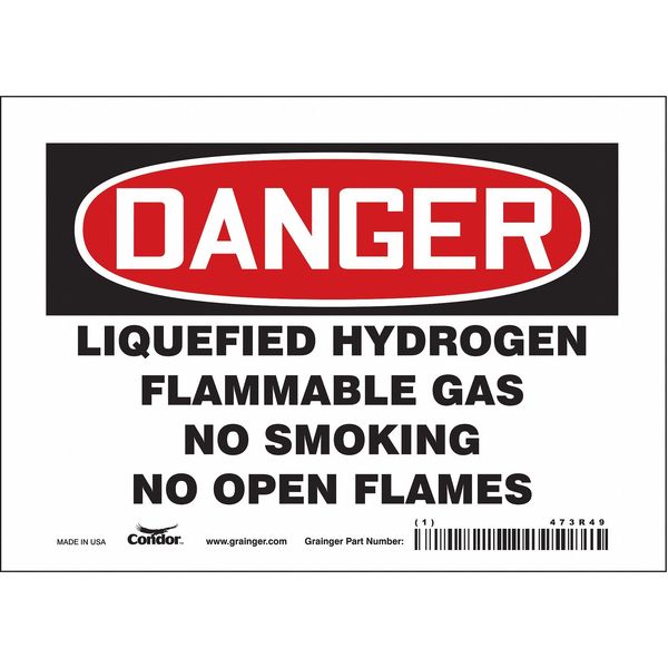 Safety Sign, 5 in H, 7 in W, Vinyl, Horizontal Rectangle, English, 473R49