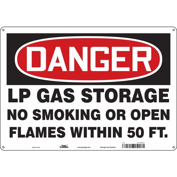 No Smoking Sign, 14 in H, 20 in W, Polyethylene, Horizontal Rectangle, English, 473R58