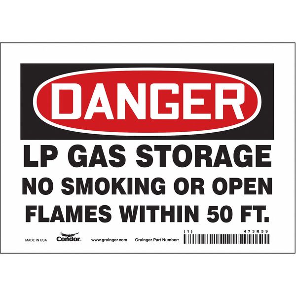 No Smoking Sign, 5 in H, 7 in W, Vinyl, Horizontal Rectangle, English, 473R59