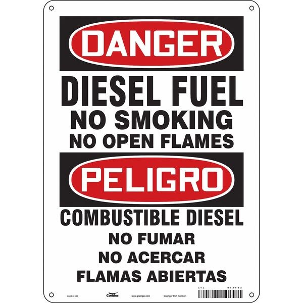 No Smoking Sign, 14 in Height, 10 in Width, Polyethylene, Vertical Rectangle, English, Spanish