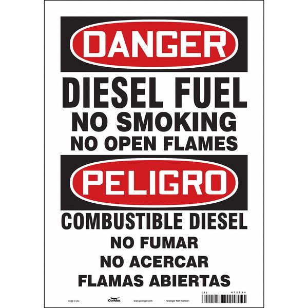 No Smoking Sign, 14 in Height, 10 in Width, Vinyl, Vertical Rectangle, English, Spanish