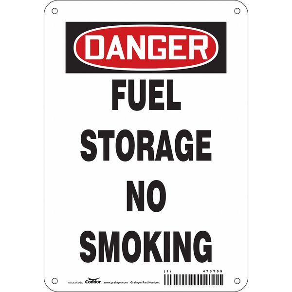 No Smoking Sign, 10 in Height, 7 in Width, Polyethylene, Horizontal Rectangle, English