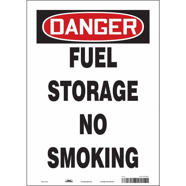 No Smoking Sign, 14 in Height, 10 in Width, Vinyl, Vertical Rectangle, English