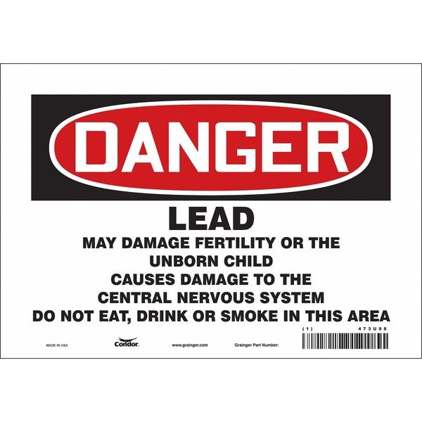 Safety Sign, 7 in Height, 10 in Width, Vinyl, Vertical Rectangle, English, 473U98