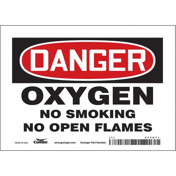 No Smoking Sign, 5 in H, 7 in W, Vinyl, Horizontal Rectangle, English, 473U71