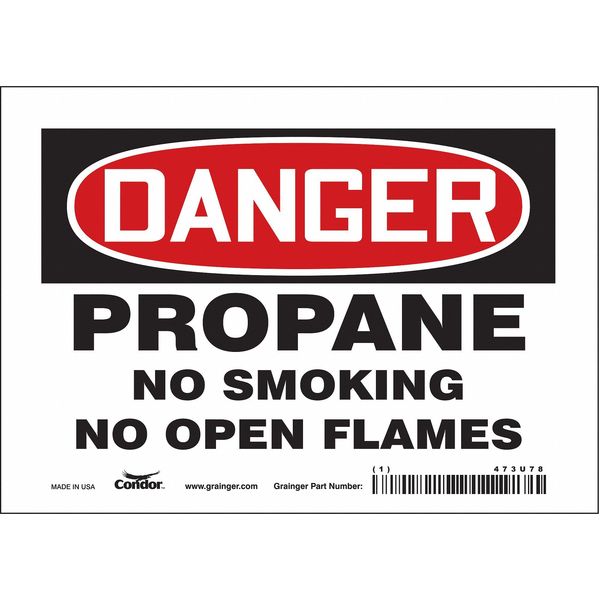No Smoking Sign, 5 in H, 7 in W, Vinyl, Horizontal Rectangle, English, 473U78