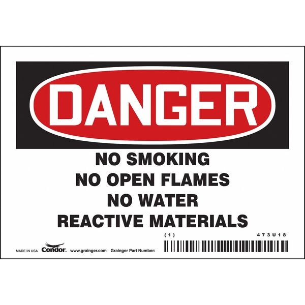 Safety Sign, 3 1/2 in H, 5 in W, Vinyl, Horizontal Rectangle, English, 473U18