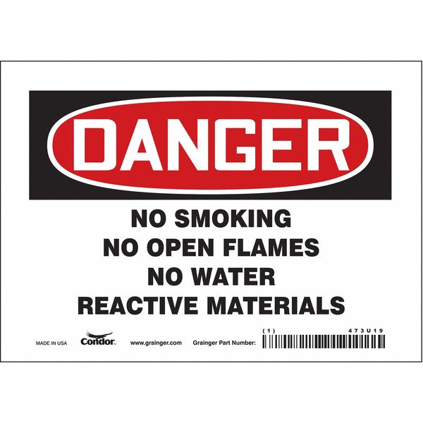 Safety Sign, 5 in H, 7 in W, Vinyl, Horizontal Rectangle, English, 473U19