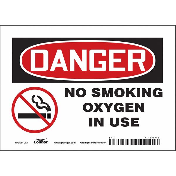 Safety Sign, 5 in H, 7 in W, Vinyl, Horizontal Rectangle, English, 473U43