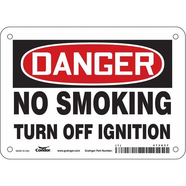 Safety Sign, 5 in H, 7 in W, Vinyl, Horizontal Rectangle, English, 473U57