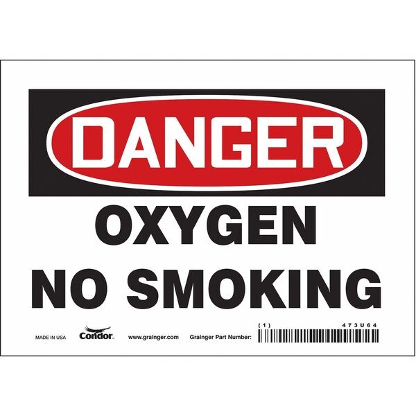 Safety Sign, 5 in H, 7 in W, Vinyl, Horizontal Rectangle, English, 473U64