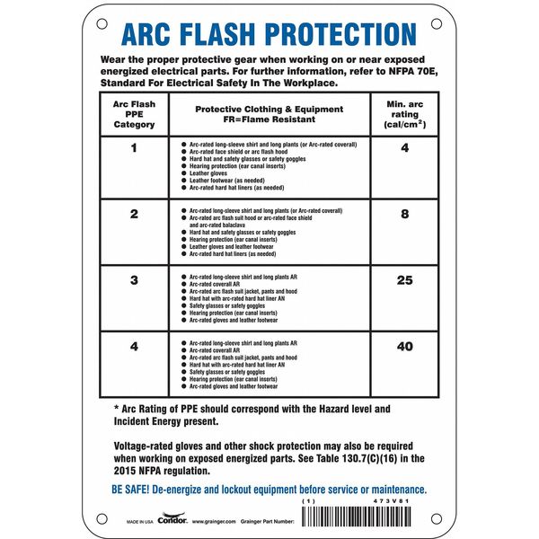 Safety Sign, 10 in Height, 7 in Width, Polyethylene, Horizontal Rectangle, English, 473V81