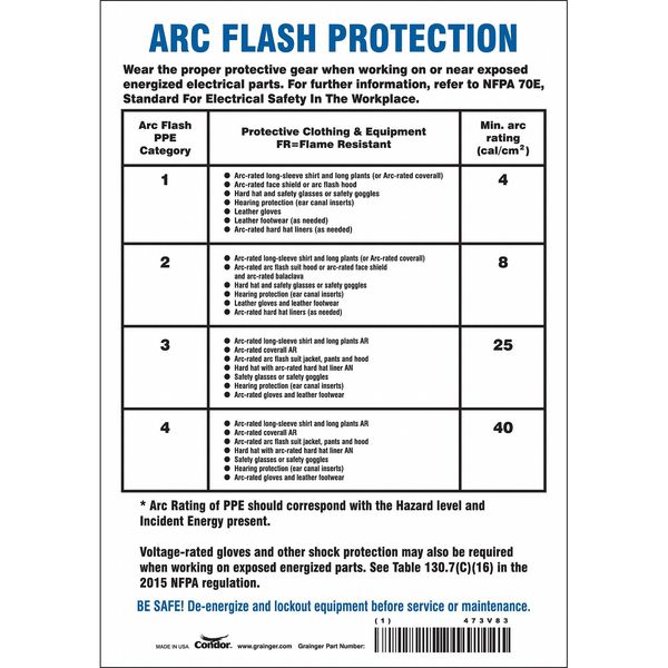Safety Sign, 10 in Height, 7 in Width, Vinyl, Horizontal Rectangle, English, 473V83
