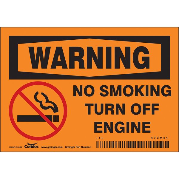 Safety Sign, 3 1/2 in H, 5 in W, Vinyl, Horizontal Rectangle, English, 473V41