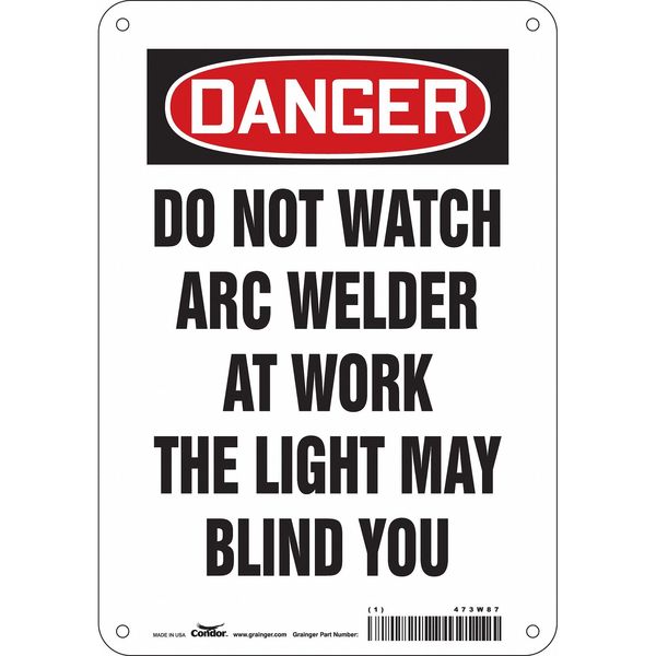 Safety Sign, 10 in Height, 7 in Width, Polyethylene, Horizontal Rectangle, English, 473W87