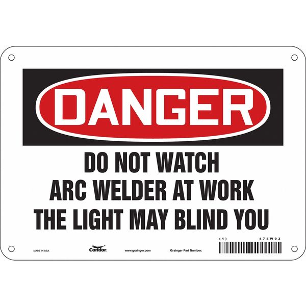 Safety Sign, 7 in Height, 10 in Width, Polyethylene, Vertical Rectangle, English, 473W96