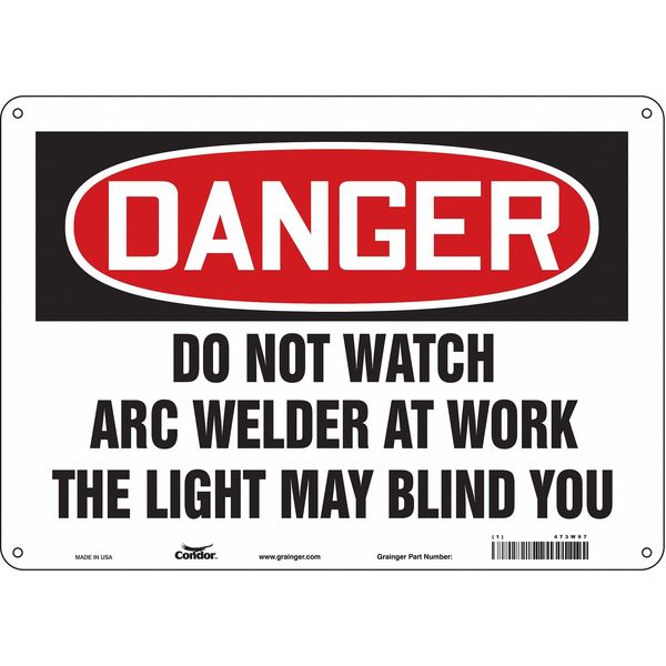 Safety Sign, 10 in Height, 14 in Width, Polyethylene, Horizontal Rectangle, English, 473W97