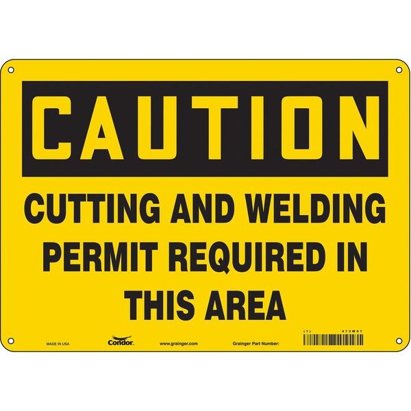Safety Sign, 10 in Height, 14 in Width, Polyethylene, Horizontal Rectangle, English, 473W01