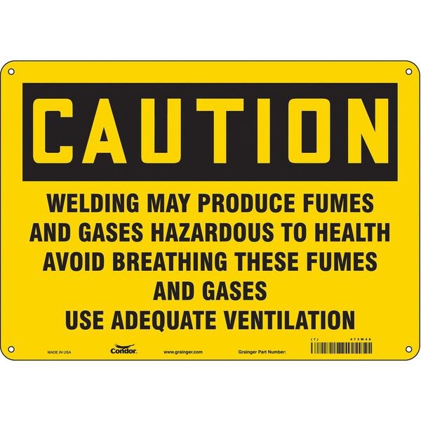 Safety Sign, 10 in Height, 14 in Width, Polyethylene, Horizontal Rectangle, English, 473W46