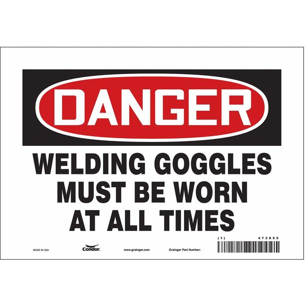 Safety Sign, 7 in Height, 10 in Width, Vinyl, Vertical Rectangle, English, 473X55