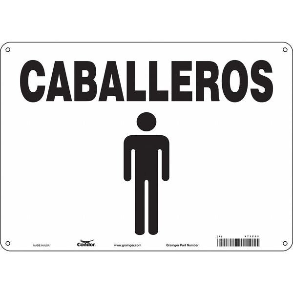 Restroom Sign, 14 in Height, 10 in Width, Polyethylene, Vertical Rectangle, Spanish