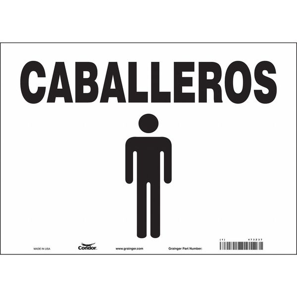 Restroom Sign, 14 in Height, 10 in Width, Vinyl, Vertical Rectangle, Spanish