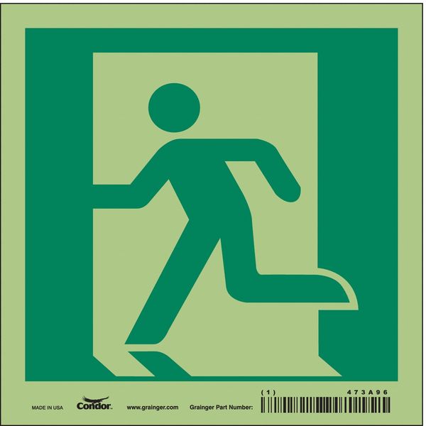 Safety Sign, 6 in x 6 in, Glow Vinyl