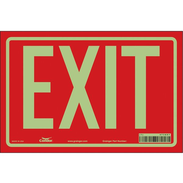 Safety Sign, 8 in x 12 in, Glow Vinyl