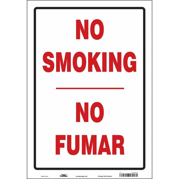 Safety Sign, 20 in H, 14 in W, Vinyl, Vertical Rectangle, English, Spanish, 474D59