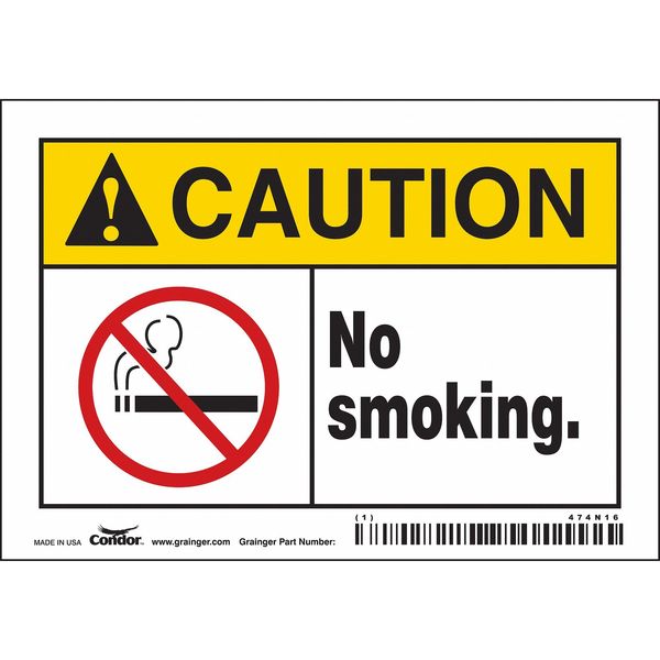 Safety Sign, 3 1/2 in H, 5 in W, Vinyl, Horizontal Rectangle, English, 474N16