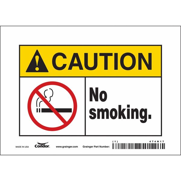 Safety Sign, 5 in H, 7 in W, Vinyl, Horizontal Rectangle, English, 474N17