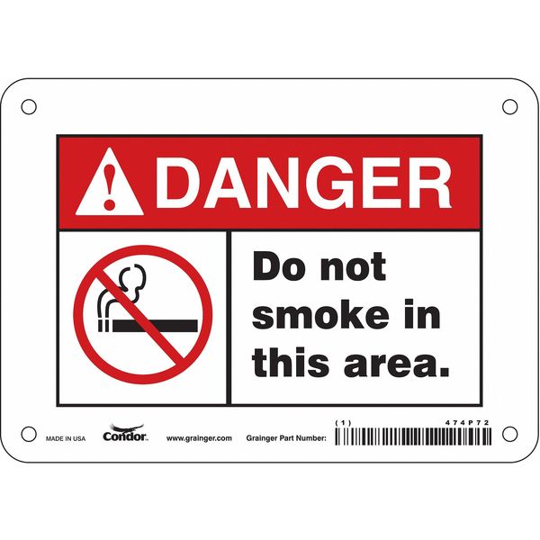 Safety Sign, 5 in H, 7 in W, Vinyl, Horizontal Rectangle, English, 474P72