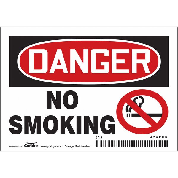 Safety Sign, 3 1/2 in H, 5 in W, Vinyl, Horizontal Rectangle, English, 474P03