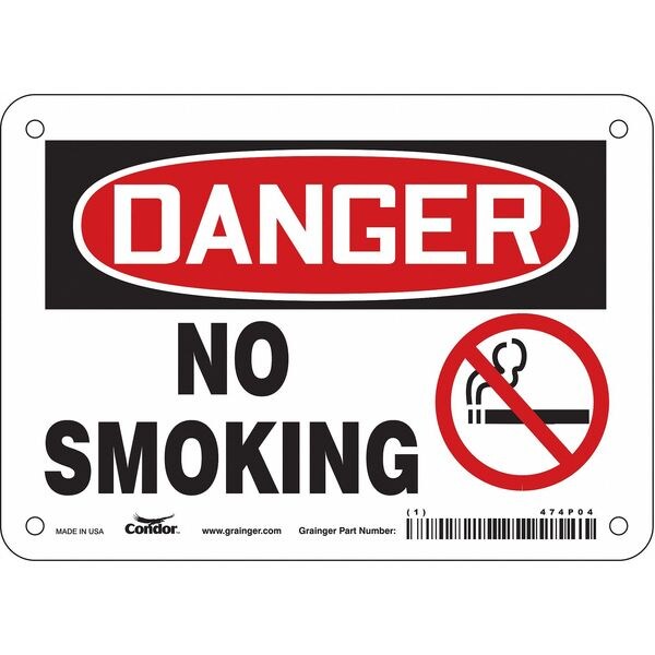Safety Sign, 5 in H, 7 in W, Vinyl, Horizontal Rectangle, English, 474P04