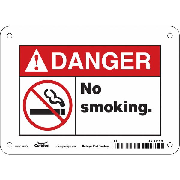 Safety Sign, 5 in H, 7 in W, Vinyl, Horizontal Rectangle, English, 474P19