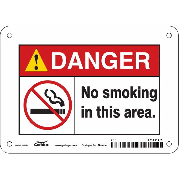 Safety Sign, 5 in H, 7 in W, Vinyl, Horizontal Rectangle, English, 474P27