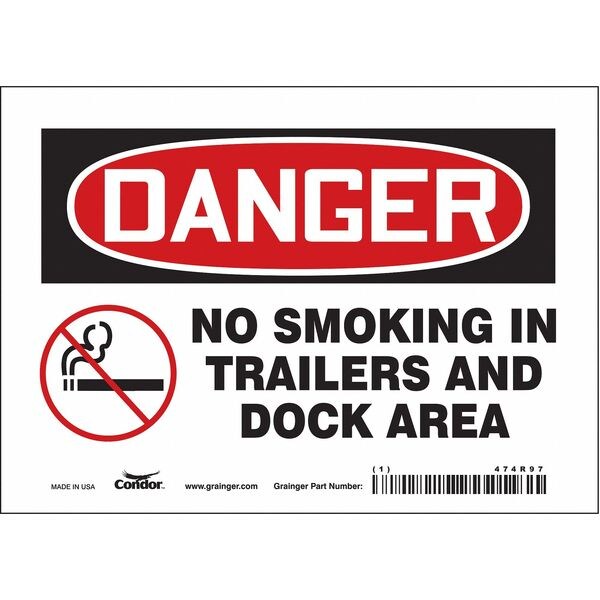 Safety Sign, 5 in H, 7 in W, Vinyl, Horizontal Rectangle, English, 474R97