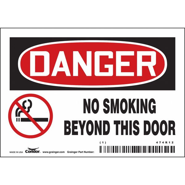 Safety Sign, 3 1/2 in H, 5 in W, Vinyl, Horizontal Rectangle, English, 474R12