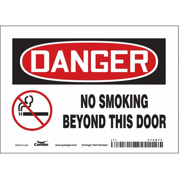 Safety Sign, 5 in H, 7 in W, Vinyl, Horizontal Rectangle, English, 474R13