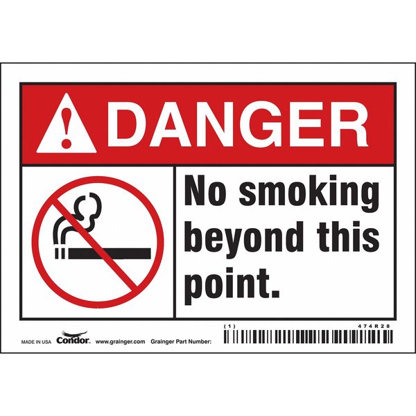 Safety Sign, 3 1/2 in H, 5 in W, Vinyl, Horizontal Rectangle, English, 474R28