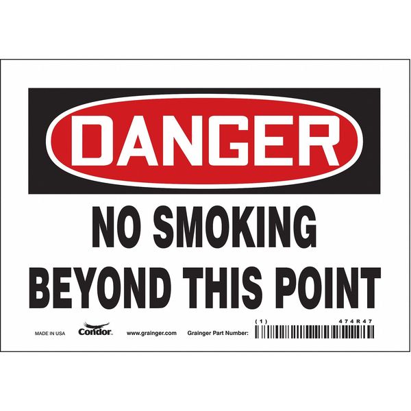 Safety Sign, 5 in H, 7 in W, Vinyl, Horizontal Rectangle, English, 474R47