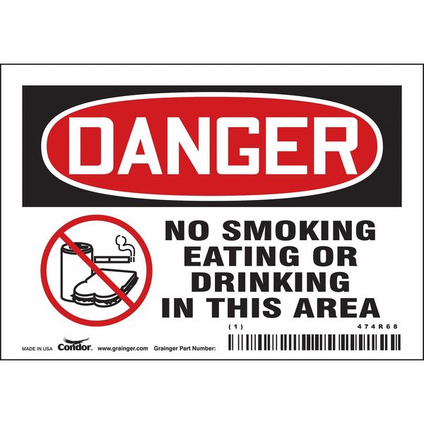 Safety Sign, 3 1/2 in H, 5 in W, Vinyl, Horizontal Rectangle, English, 474R68