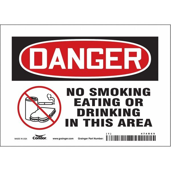 Safety Sign, 5 in H, 7 in W, Vinyl, Horizontal Rectangle, English, 474R69