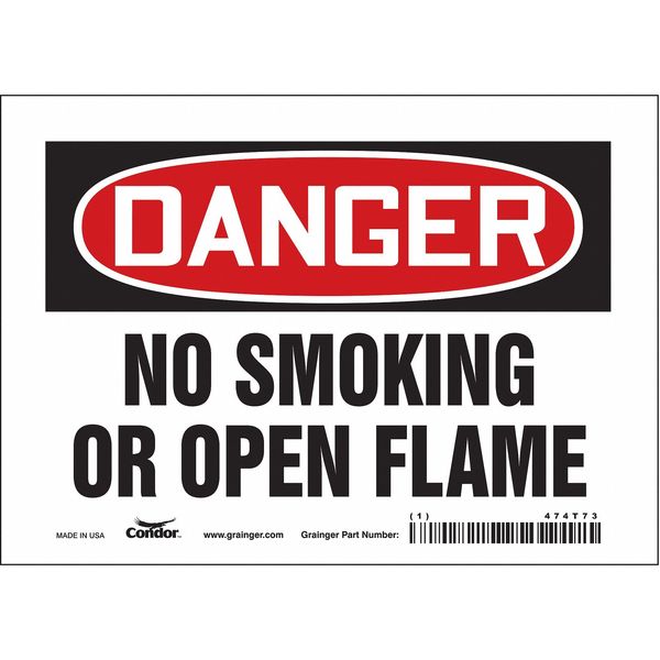 Safety Sign, 5 in H, 7 in W, Vinyl, Horizontal Rectangle, English, 474T73