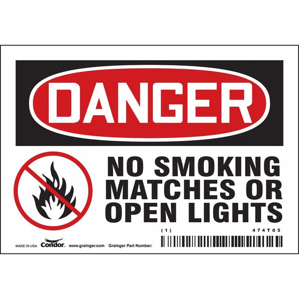 Safety Sign, 3 1/2 in H, 5 in W, Vinyl, Horizontal Rectangle, English, 474T05
