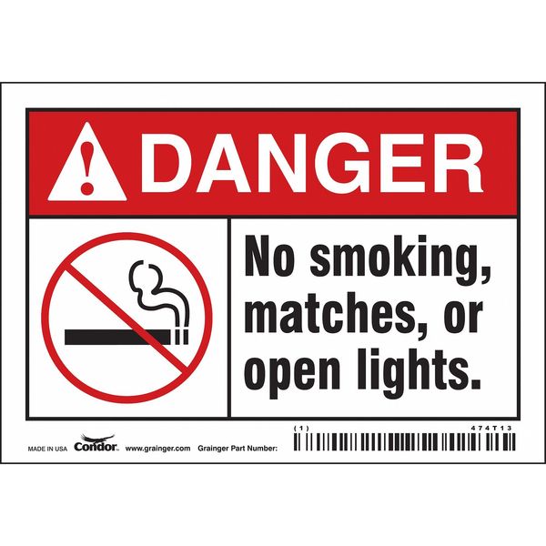 Safety Sign, 3 1/2 in H, 5 in W, Vinyl, Horizontal Rectangle, English, 474T13