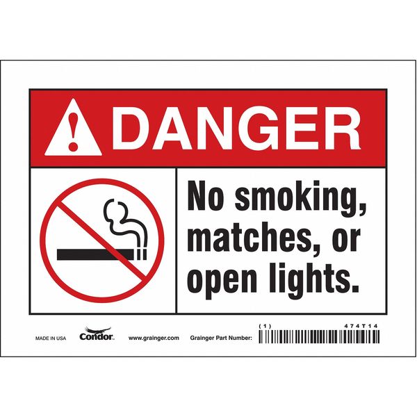 Safety Sign, 5 in H, 7 in W, Vinyl, Horizontal Rectangle, English, 474T14