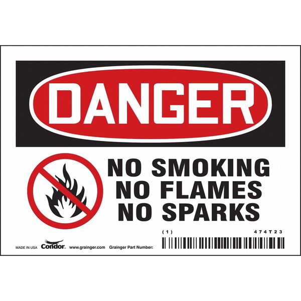 Safety Sign, 3 1/2 in H, 5 in W, Vinyl, Horizontal Rectangle, English, 474T23